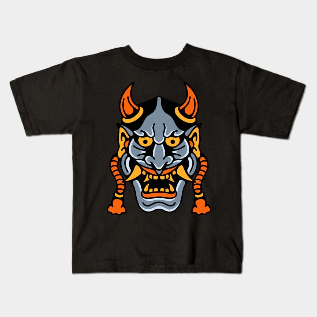 Hannya mask Kids T-Shirt by Bojes Art